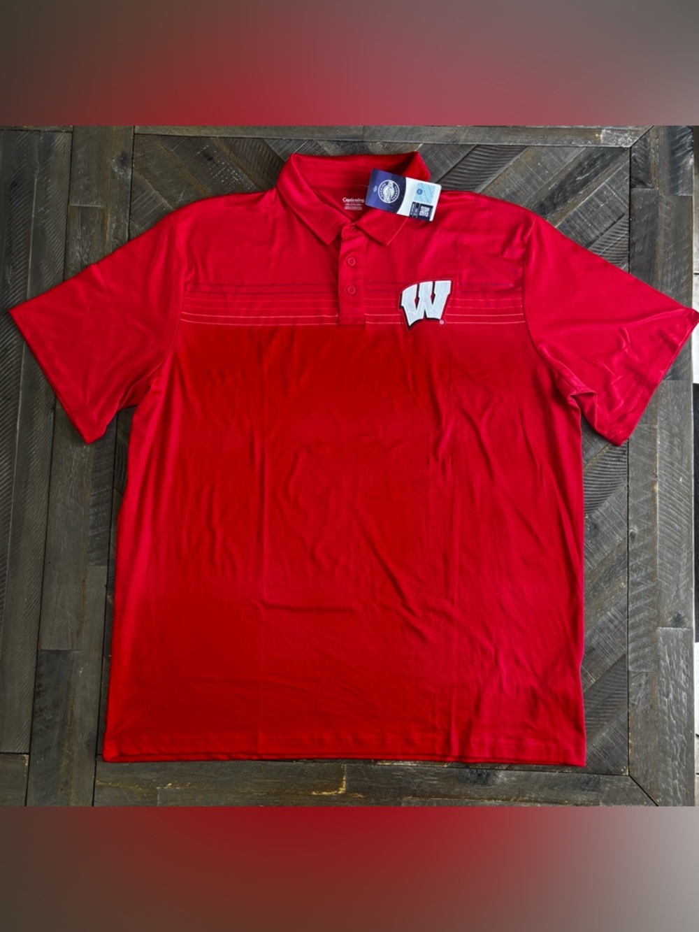 Captivating Apparel Wisconsin Badgers 2XL Red Polo Shirt Officially Licensed